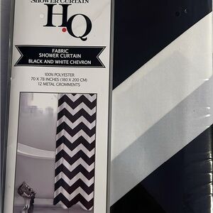 HQ Black and White Chevron fabric Shower Curtain